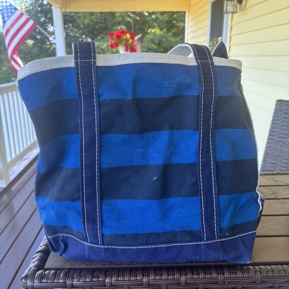 L.L. Bean Navy and Royal Blue Striped Tote OG - Picture 1 of 16